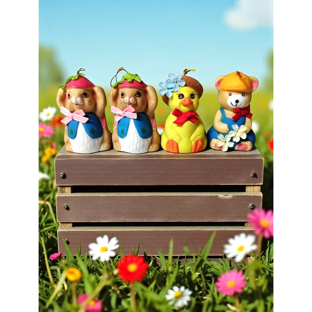 Farmhouse 🐭🐻🪿 Decor Figurines Animals Mouse Duck Bear Ornaments Bells